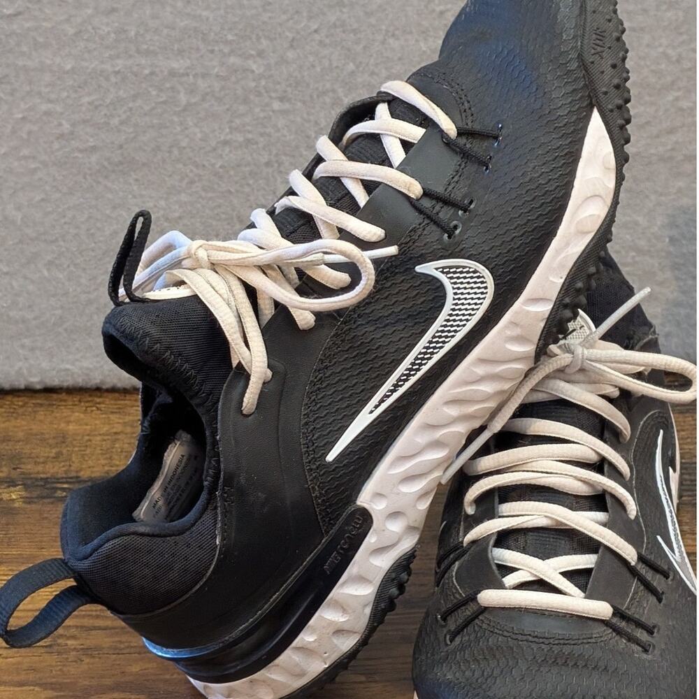 Nike Lacrosse Shoes Mens 8 Black Alpha Huarache 9 Elite Turf LAX